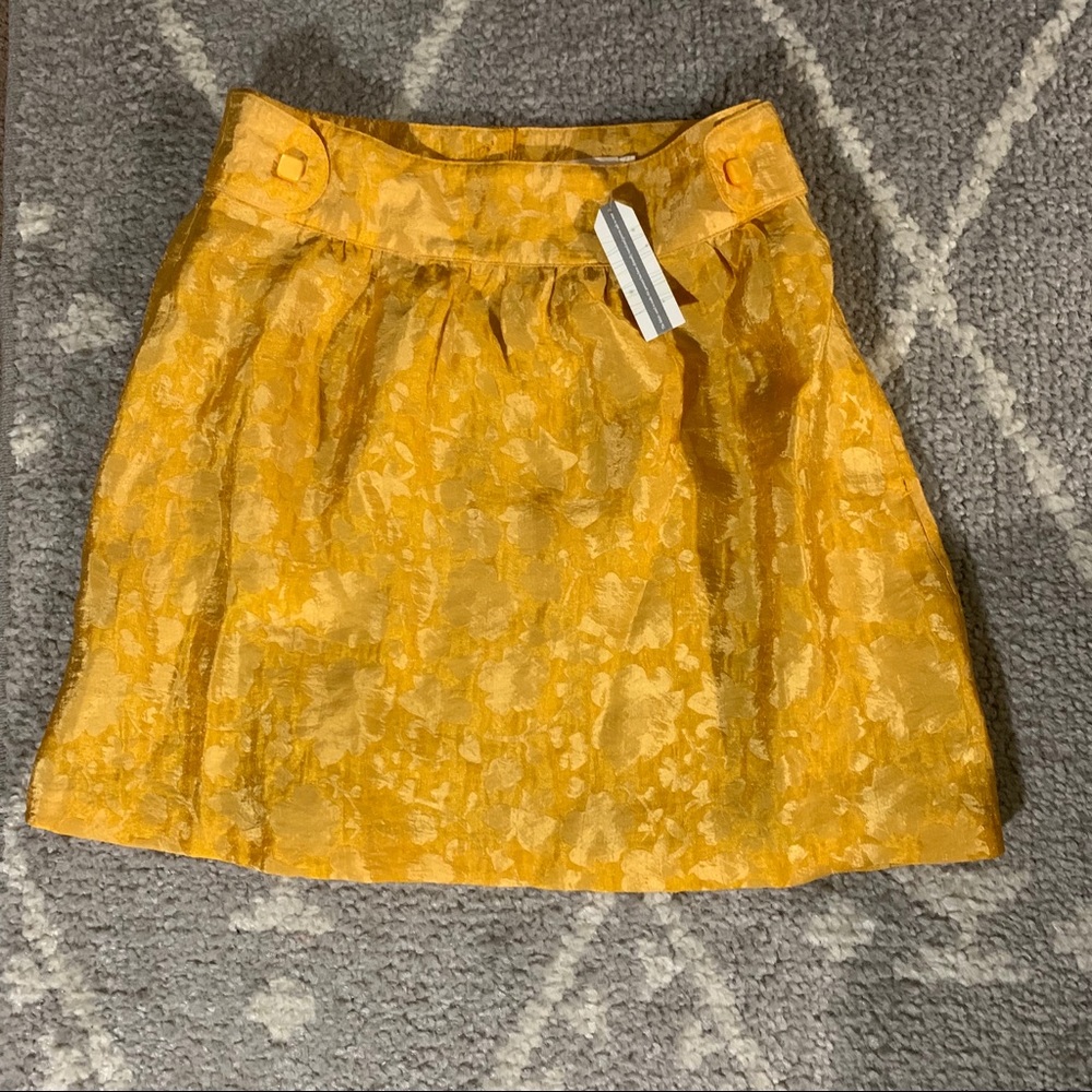Anthro Tulle yellow gold floral skirt